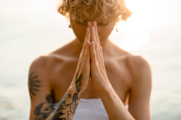 Focused breathing during a mindful bodyweight stretch